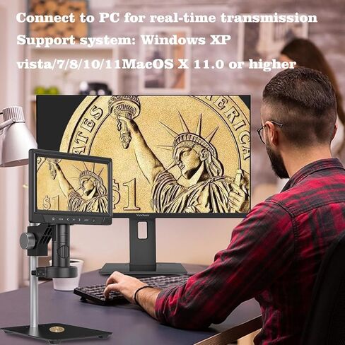 مجهر رقمي بشاشة IPS عالية الوضوح مقاس 10.1 بوصة، مجهر عملة معدنية 12 مليون بكسل، مجهر إصلاح إلكتروني للبالغين، يدعم نظام Windows xP.vista/7/8/10/11Mocos X 11.0 in Kuwait