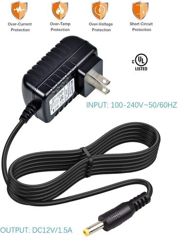 شاحن حائط لمشغل DVD المحمول، سلك إمداد الطاقة، محول التيار الكهربائي AC-DC متوافق مع UEME/HDJUNTUNKOR/DBPOWER DVD المحمول [مدرج في قائمة UL] in Saudi Arabia
