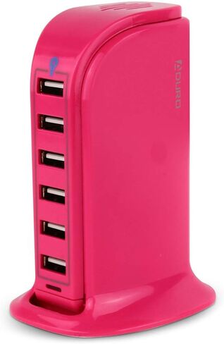 Aduro 40W 6-Port USB Desktop Charging Station Hub Wall Charger for iPhone iPad Tablets Smartphones with Smart Flow (Black/Grey) in Kuwait