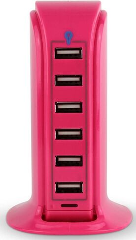 Aduro 40W 6-Port USB Desktop Charging Station Hub Wall Charger for iPhone iPad Tablets Smartphones with Smart Flow (Black/Grey) in Kuwait