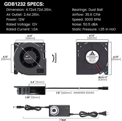 GDSTIME 140mm x 40mm Variable Speed Blower Fan, 110V 120V AC Powered 1440 in Saudi Arabia