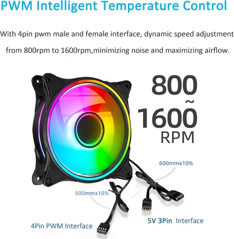 120mm Computer PC Cooling Fan White LED Game Case Cooler Fan Quiet 12V Computer PC Fan with Triple Light Loop 3-Pack in Kuwait
