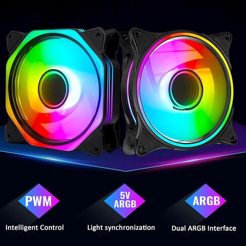 120mm Computer PC Cooling Fan White LED Game Case Cooler Fan Quiet 12V Computer PC Fan with Triple Light Loop 3-Pack in Kuwait