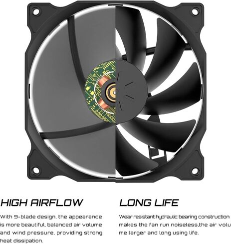 upHere 12BK4-5 PWM Case Fan,120mm PC Fan,High Performance Cooling Fan, 4-Pin, Adjustable Speed 900-1800 RPM, Compatible with Desktop in Saudi Arabia