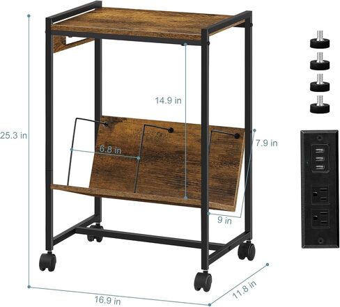 حامل مشغل تسجيل مع حامل ليلي للتخزين من الفينيل مع منافذ طاقة، حامل تخزين تسجيل الفينيل على عجلات، حامل قرص دوار أبيض لغرفة المعيشة وغرفة النوم، سعة كبيرة، أبيض in Kuwait