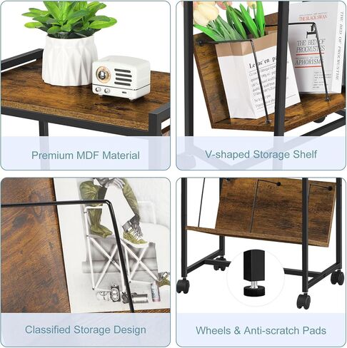 حامل مشغل تسجيل مع حامل ليلي للتخزين من الفينيل مع منافذ طاقة، حامل تخزين تسجيل الفينيل على عجلات، حامل قرص دوار أبيض لغرفة المعيشة وغرفة النوم، سعة كبيرة، أبيض in Kuwait