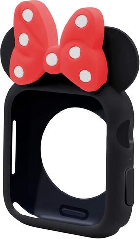 Cute Cartoon Soft TPU Case Lovely Polka Dots Bowknot Protective Bumper Frame Anti-Scratch Cover [No Screen] Compatible with 40mm Apple Watch SE 2/SE/Series 4 5 6, Black/Black in Kuwait