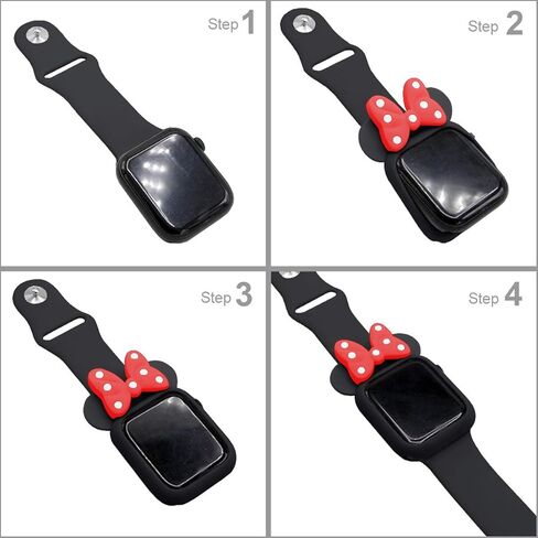 Cute Cartoon Soft TPU Case Lovely Polka Dots Bowknot Protective Bumper Frame Anti-Scratch Cover [No Screen] Compatible with 40mm Apple Watch SE 2/SE/Series 4 5 6, Black/Black in Kuwait