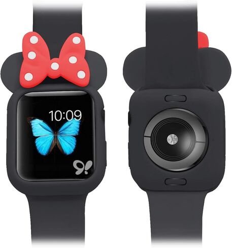 Cute Cartoon Soft TPU Case Lovely Polka Dots Bowknot Protective Bumper Frame Anti-Scratch Cover [No Screen] Compatible with 40mm Apple Watch SE 2/SE/Series 4 5 6, Black/Black in Kuwait