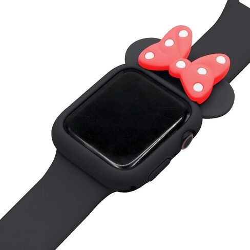 Cute Cartoon Soft TPU Case Lovely Polka Dots Bowknot Protective Bumper Frame Anti-Scratch Cover [No Screen] Compatible with 40mm Apple Watch SE 2/SE/Series 4 5 6, Black/Black in Kuwait