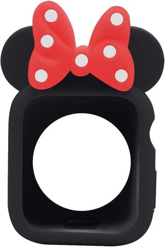 Cute Cartoon Soft TPU Case Lovely Polka Dots Bowknot Protective Bumper Frame Anti-Scratch Cover [No Screen] Compatible with 40mm Apple Watch SE 2/SE/Series 4 5 6, Black/Black in Kuwait