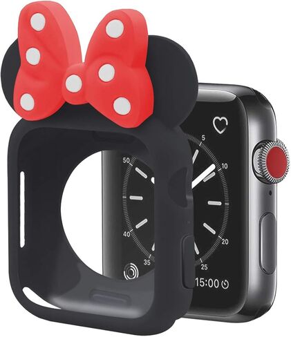 Cute Cartoon Soft TPU Case Lovely Polka Dots Bowknot Protective Bumper Frame Anti-Scratch Cover [No Screen] Compatible with 40mm Apple Watch SE 2/SE/Series 4 5 6, Black/Black in Kuwait