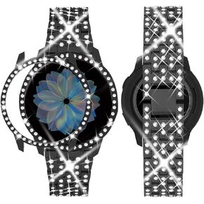 حزام SUPOIX مع حافظة متوافق فقط مع Samsung Galaxy Watch 6 40 مم 44 مم، 20 مم حزام بديل بلينغ للنساء وغطاء وجه ممتص للصدمات من البولي كربونات لساعة Galaxy Watch 6 (الحجم اختياري) in Kuwait