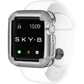 حافظة مجوهرات واقية من المعدن من SKYB Pave Points Gunmetal لساعة Apple Series 1، 2، 3، 4، 5، 6، أجهزة SE - 40 ملم