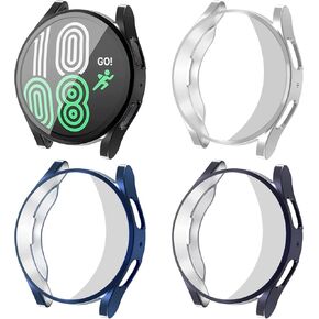 4Pcs Screen Protector For Samsung Galaxy watch 4 Case 40mm 44mm/FE 40mm Men/Women,Soft Full Anti-Scratch Plated TPU Bumper Film+Protective Cover for Samsung Galaxy Watch 5 Case 44mm 40mm Accessories
