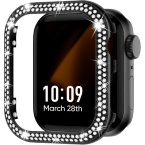 Missair Bling Case Compatible with Apple Watch Series 6 5 4 SE, Women Glitter Double Row Crystal Diamond Frame Stainless Steel Metal Protective Cover Bumper for iWatch 40mm, Gold in Kuwait