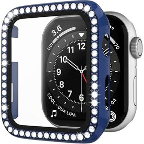 حافظة D & K حصرية بحجر الراين متوافقة مع Apple Watch 44mm Series 6/SE 5 4 مع واقي شاشة من الزجاج المقوى، غطاء واقٍ رفيع من البولي كربونات الصلب لساعة iWatch والنساء والرجال والذهبي in Kuwait
