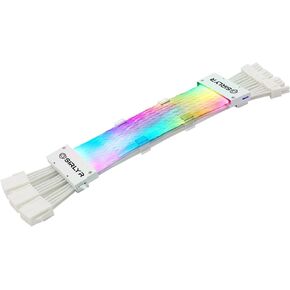 Sirlyr RGB PSU Cables,ARGB Motherboard Power Supply Cable,24 Pin+2 * 8 Pin Sleeved Cable Extension Set,5V 3Pin Synchronized,Customed White PC Chassis(White Connector Strip Style)