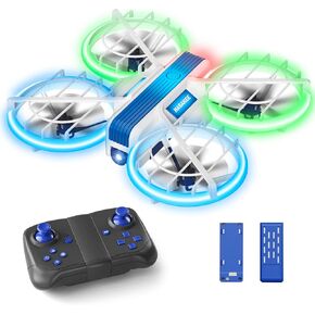 Drone with Camera 1080P HD FPV for Kids and Adults,Hobby RC Quadccopter for Beginners with Bright LED Light,Propeller Full Protect,2PCS Batteries,Kids Toy Easy to Play,M1S Drone in Kuwait