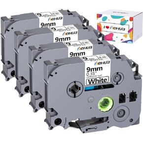 Hehua 6-Pack Tze Tz Tape 9mm 0.35" Laminated White Compatible for Brother TZe-221 TZe221 P Touch Label Maker Tape for Ptouch PT-D210 D200 D220 H110 D400 D600 PT1290, Black on White
