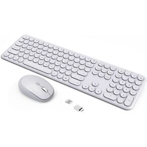 Wireless Keyboard Mouse Combo - 2.4Ghz Aesthetic Quiet Keyboard and Mouse Wireless - 110 Keys Full Size Ultra-Thin Keyboard for Laptop, Computer, PC, Notebook, Windows, Mac OS (Pink) in Kuwait