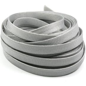 Bettomshin 1Pc 32.8Ft(10m) Cable Management Sleeve, 3/16"(4mm) Width PET Grey Cord Protector, Wire Loom Tube Insulated Split Sleeving for USB Cable Power Cord Organizer Video Cable Hider