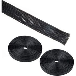 2 Pack, 33ft - 1/2 inch Cord Protector Wire Loom Tubing Cable Sleeve, findTop Nylon Expandable Braided Cable Sleeving, Braided Wire Sleeve, Cable Sheath Mesh Wire Loom in Saudi Arabia