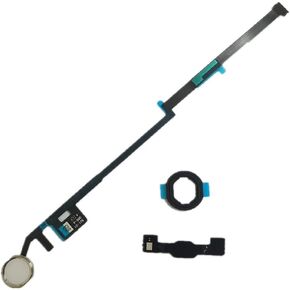 Home Button Flex Cable Assembly + Home Key Rubber Gasket and Spacer Holder for IPad 7 7th 10.2 inch 2019 A2197 A2198 A2200 (Black)