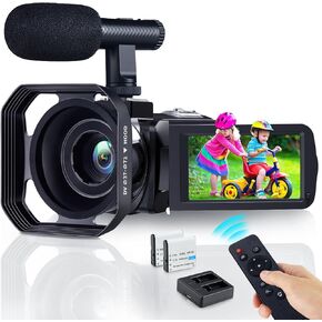 CAMWORLD 4K Video Camera Camcorder 48MP UHD WiFi 16X Digital Zoom 3.0 Inch Touch Screen Camera Night Vision Vlogging Camera YouTube Camera Recorder with Microphone, Remote Control and 2 Batteries in Kuwait