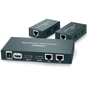 1x2 HDMI Extender Splitter 1080P 3D Over Cat5e/Cat6/Cat7 Ethernet Cable with 2 HDMI Loop Out - Up to 50m/165ft - EDID Management & POC Function for HDTV PS3 PS4 Xbox (1 in 2 Out / 2-Port) in Kuwait