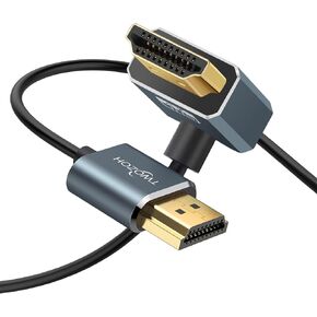 Twozoh Flexible HDMI to HDMI Cable Right Angled 90° 3.3FT, Ultra Thin and Slim HDMI Cord Support 3D/4K@60Hz