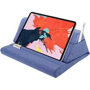 MoKo Tablet Pillow Stand, Soft Bed Pillow Holder, Fits up to 11" Pad, Fit with iPad 10th,iPad Pro 11 2022, New iPad Air 4 10.9/Air 3, iPad Pro 11/10.5/9.7, Mini 5 4, Galaxy Tab S6/ S7 11", Denim Blue