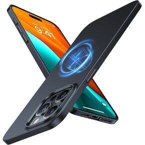 TORRAS Magnetic Slim Fit Designed for iPhone 15 Pro Case 2023, [Compatible with MagSafe] [Ultra Thin] Protective Matte Hard PC Cover Anti-Scratch Phone Case for iPhone 15 Pro, Black Titanium