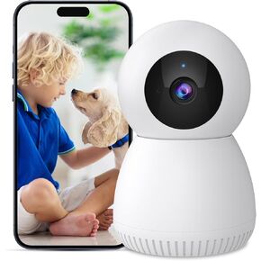 NoahTec Indoor Camera, 1080P 2.4GHz Pet Camera Baby Monitor, 360° Cameras for Home Security Indoor, Dog Camera 24/7 Motion Detection, 2-Way Call, IR Night Vision,Siren Alarm, Works with Alexa in Kuwait
