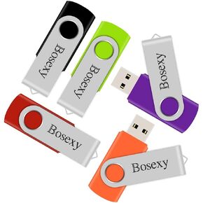 محركات أقراص فلاش USB سعة 32 جيجابايت من Bosexy Thumb Drive دوارة كبيرة الحجم عصا ذاكرة Pendrive مع مؤشر LED مزيج الألوان، أسود/أزرق/أحمر/أخضر/أرجواني (5 قطع، 32 جرام لكل منها) in Kuwait