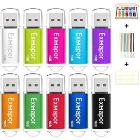 USB Flash Drive 64GB Exmapor Thumb Drives 5 Pack Multi-Color Swivel Memory Sticks with Led in Kuwait
