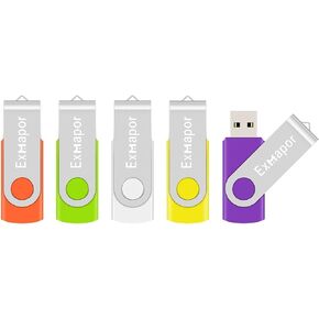 USB Flash Drive 64GB Exmapor Thumb Drives 5 Pack Multi-Color Swivel Memory Sticks with Led in Kuwait