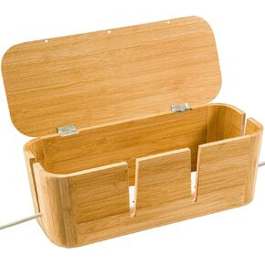 BS-VOG Cable Management Box, Large Bamboo Cord Box Hider to Cover Power Strip, Stylish Cable Organizer Box to Conceal Surge Protector, TV Wires, Chargers on Home Office Desk or Floor, No Installation in Kuwait