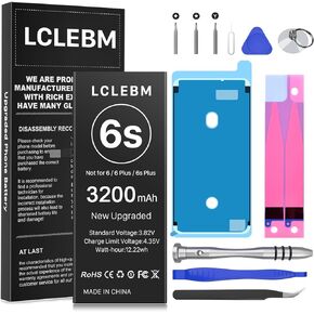 LCLEBM Battery for iPhone 6S, [2023 New Version] New 0 Cycle Higher Capacity 3200mah Battery Replacement for iPhone 6S A1633 A1688 A1700 with Complete Repair Tools Kits in Saudi Arabia