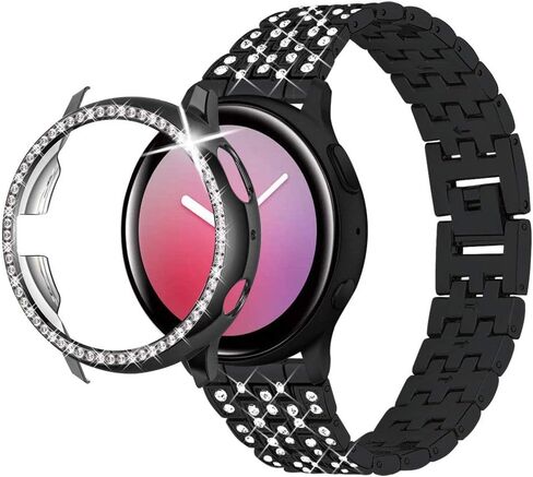 حزام SUPOIX مع حافظة متوافق فقط مع Samsung Galaxy Watch 6 40 مم 44 مم، 20 مم حزام بديل بلينغ للنساء وغطاء وجه ممتص للصدمات من البولي كربونات لساعة Galaxy Watch 6 (الحجم اختياري) in Kuwait