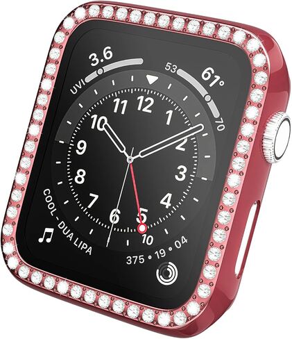D & K Exclusives Rhinestone Case Compatible with Apple Watch 38mm Series 3/2/1 with Tempered Glass Screen Protector, Bling Crystal Bumper Hard PC Thin Protective Cover for iWatch, Women, Men, Black in Kuwait