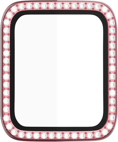 D & K Exclusives Rhinestone Case Compatible with Apple Watch 38mm Series 3/2/1 with Tempered Glass Screen Protector, Bling Crystal Bumper Hard PC Thin Protective Cover for iWatch, Women, Men, Black in Kuwait