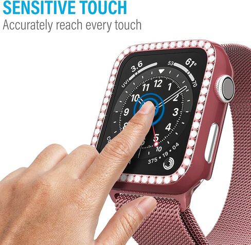 D & K Exclusives Rhinestone Case Compatible with Apple Watch 38mm Series 3/2/1 with Tempered Glass Screen Protector, Bling Crystal Bumper Hard PC Thin Protective Cover for iWatch, Women, Men, Black in Kuwait
