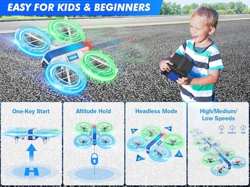 Drone with Camera 1080P HD FPV for Kids and Adults,Hobby RC Quadccopter for Beginners with Bright LED Light,Propeller Full Protect,2PCS Batteries,Kids Toy Easy to Play,M1S Drone in Kuwait