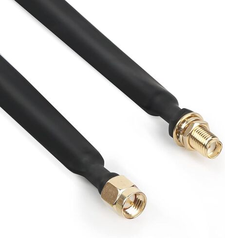 Nelawya LoRa كابل مسطح RP-SMA ذكر إلى RP-SMA أنثى نافذة وباب تغذية من خلال محول تمديد الكابلات المحورية لهوائي LoRa WiFi LoRaWan Bobcat Nebra RAK Helium Hotspot HNT Miner Mining Antenna in Kuwait