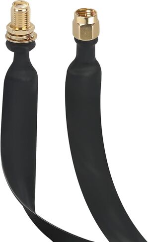 Nelawya LoRa كابل مسطح RP-SMA ذكر إلى RP-SMA أنثى نافذة وباب تغذية من خلال محول تمديد الكابلات المحورية لهوائي LoRa WiFi LoRaWan Bobcat Nebra RAK Helium Hotspot HNT Miner Mining Antenna in Kuwait