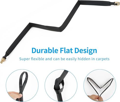 Nelawya LoRa كابل مسطح RP-SMA ذكر إلى RP-SMA أنثى نافذة وباب تغذية من خلال محول تمديد الكابلات المحورية لهوائي LoRa WiFi LoRaWan Bobcat Nebra RAK Helium Hotspot HNT Miner Mining Antenna in Kuwait