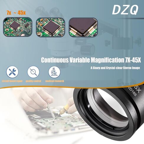 DZQ Micro Inlaid Mirror 7X-45X Multi-Directional Microscope Set Working Distance 3.7-11.8 inch Micro-Setting Microscope Spring Bracket with Ring Light(Upgraded Version) in Saudi Arabia