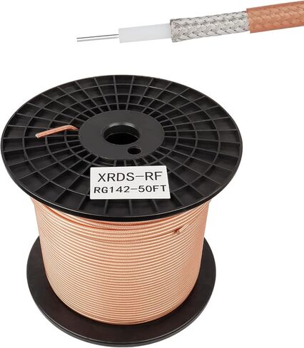 XRDS -RF RG142 M17/60 RF كابل محوري 50 قدم، نحاس مطلي بالفضة مزدوج المحور in Kuwait