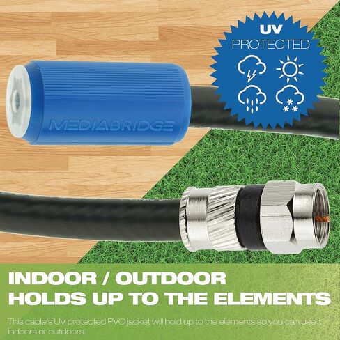 Mediabridge™ Coaxial Cable (15 Feet) with F-Male Connectors - Ultra Series - Tri-Shielded UL CL2 in-Wall Rated RG6 Digital Audio/Video - Includes Removable EZ Grip Caps (Part# CJ15-6BF-N1) in Saudi Arabia